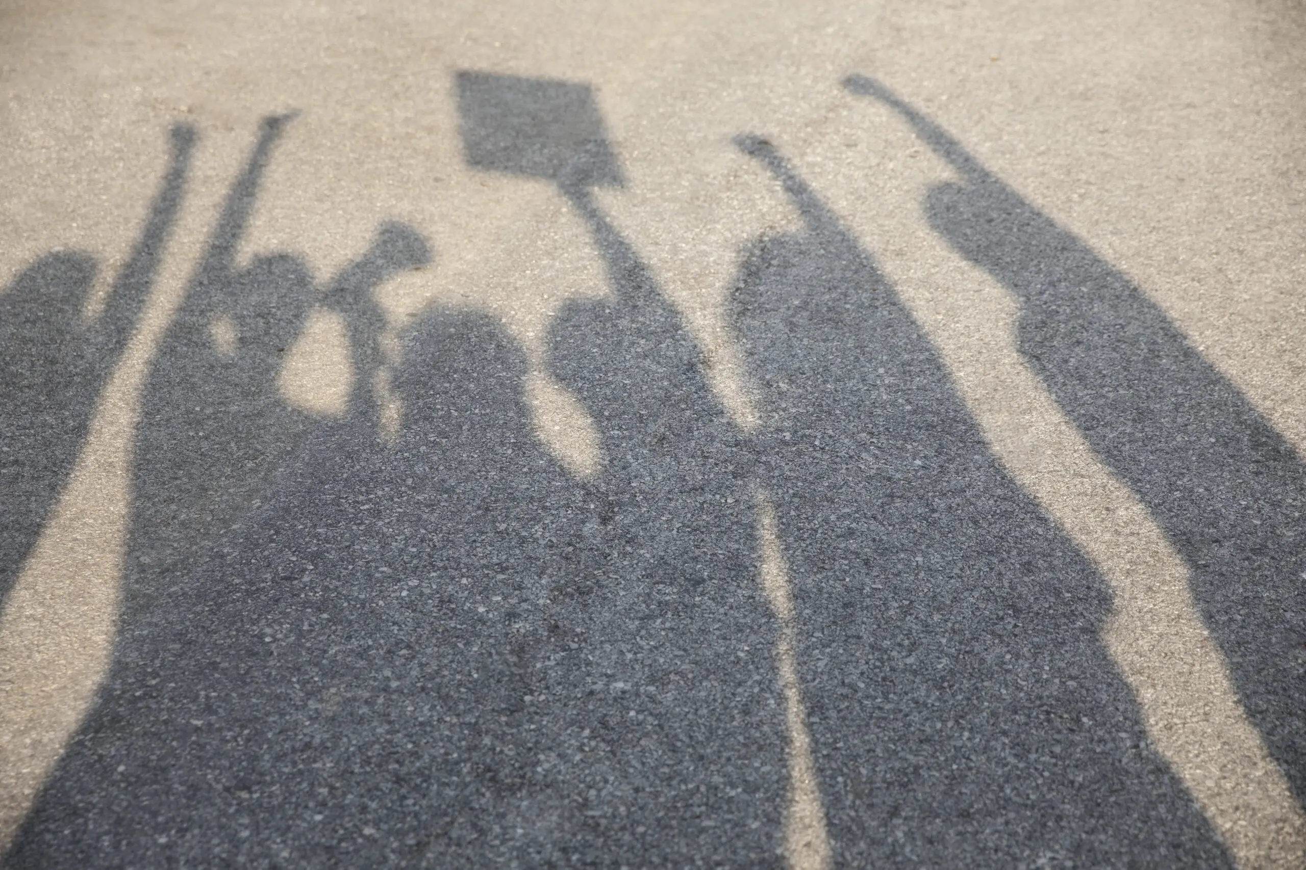 Skygge af jublende personer